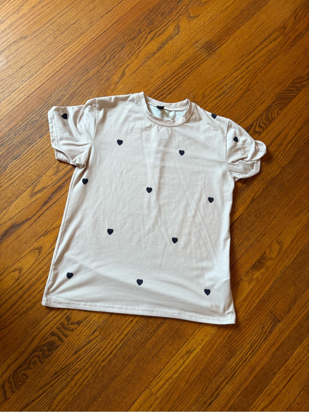 SHEIN Pink Tee with Heart Print - Size Small